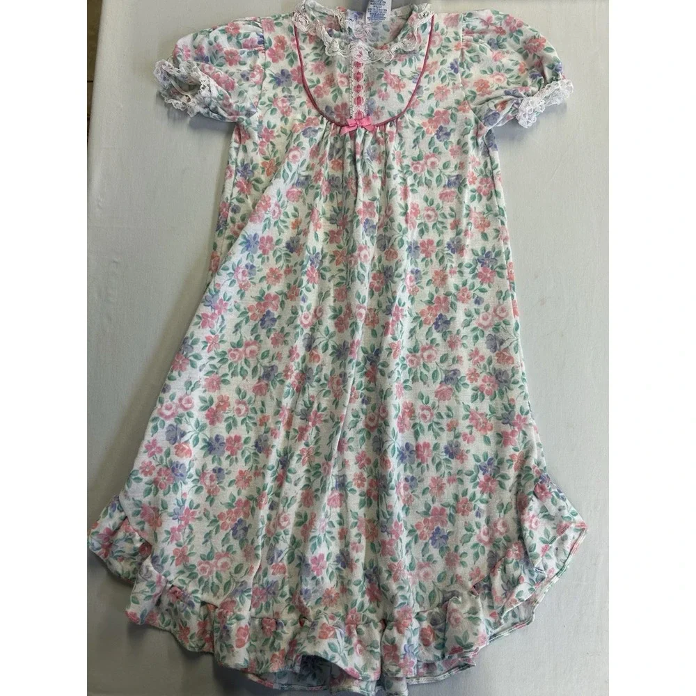 Vintage Moonbeams Made In USA Toddler Floral Nightgown Size 3T